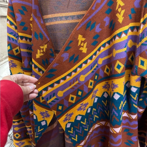 Savanna Jane Boho Western Country Aztec Oversized Cardigan Sweater Size Small - Picture 6 of 12